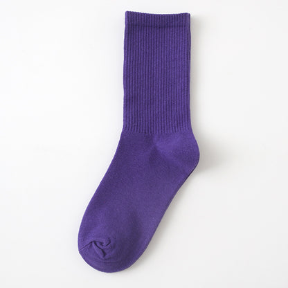 Calcetines finos de algodón de color liso para mujer