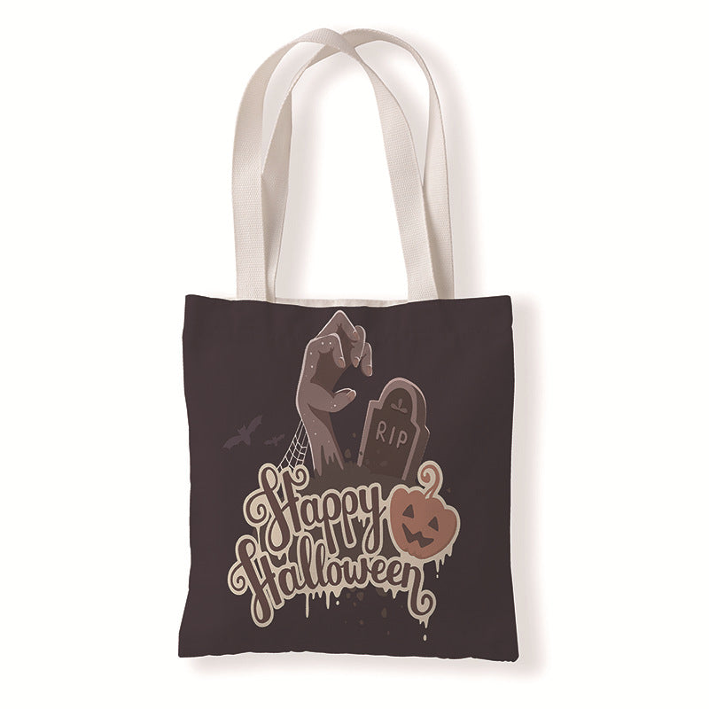 Bolsa de lona con estampado de calabaza de Halloween para uso diario