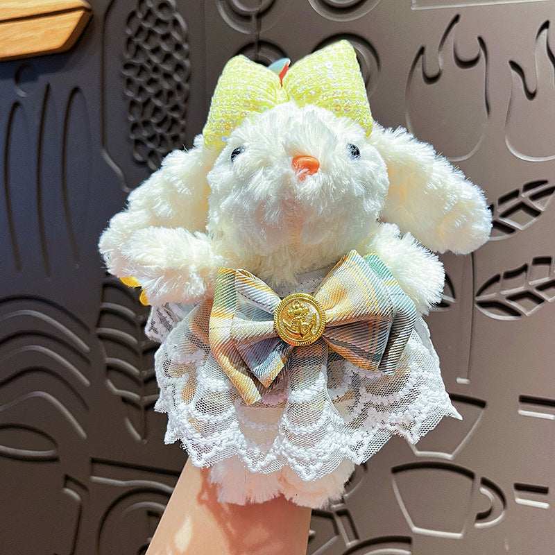 Cute Plush Long Ear Rabbit Keychain with Dress Variations