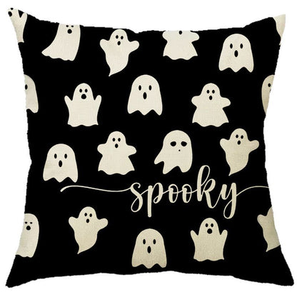 Halloween Pumpkin Skull Print Linen Sofa Cushion Cover