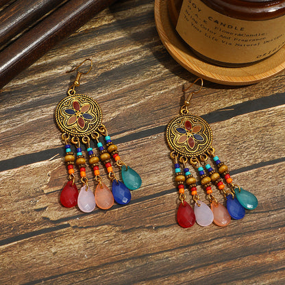 Pendientes con borlas retro de estilo étnico bohemio
