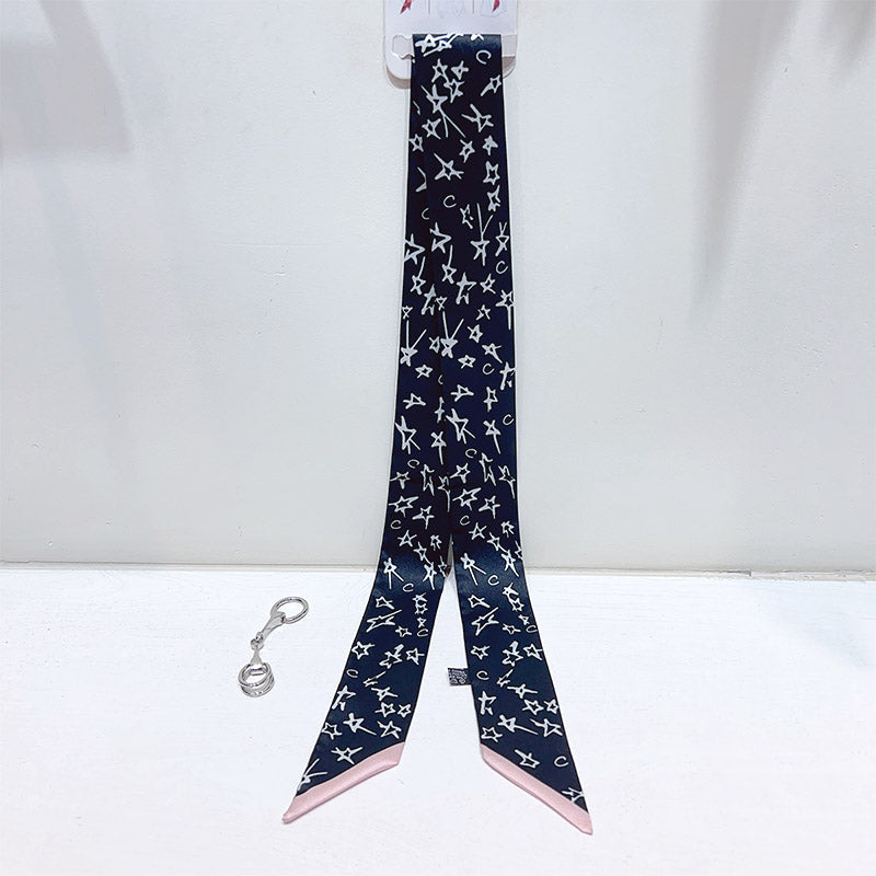 Bufanda con asa para bolso con lazo estampado de moda