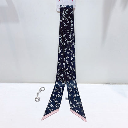 Bufanda con asa para bolso con lazo estampado de moda
