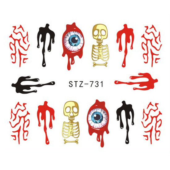 Autocollants pour ongles motif crâne et feuille d'érable pour femme, mode Halloween
