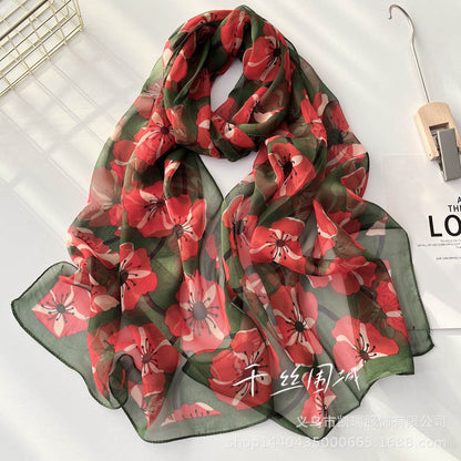 Bufanda con estampado de flor de ciruelo suave de Easide Beach con protector solar de verano