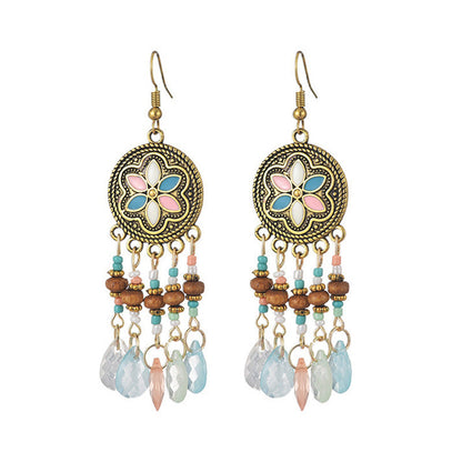 Pendientes con borlas retro de estilo étnico bohemio