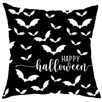 Halloween Pumpkin Skull Print Linen Sofa Cushion Cover