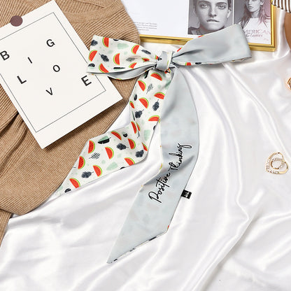 Banda para el cabello estampada a la moda para mujer, bolso con asa, bufanda de cinta