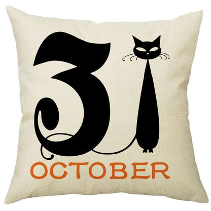 Halloween Pumpkin Skull Print Linen Sofa Cushion Cover