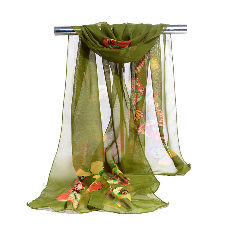 Bufanda de gasa con estampado de flores para primavera y verano