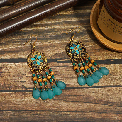 Pendientes con borlas retro de estilo étnico bohemio