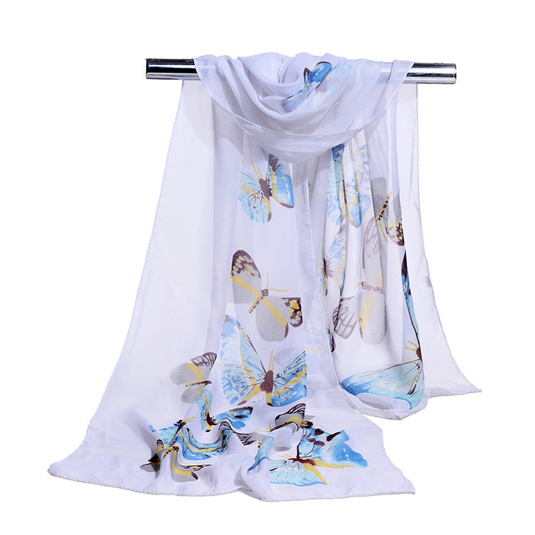 Bufanda de gasa con estampado de flores para primavera y verano