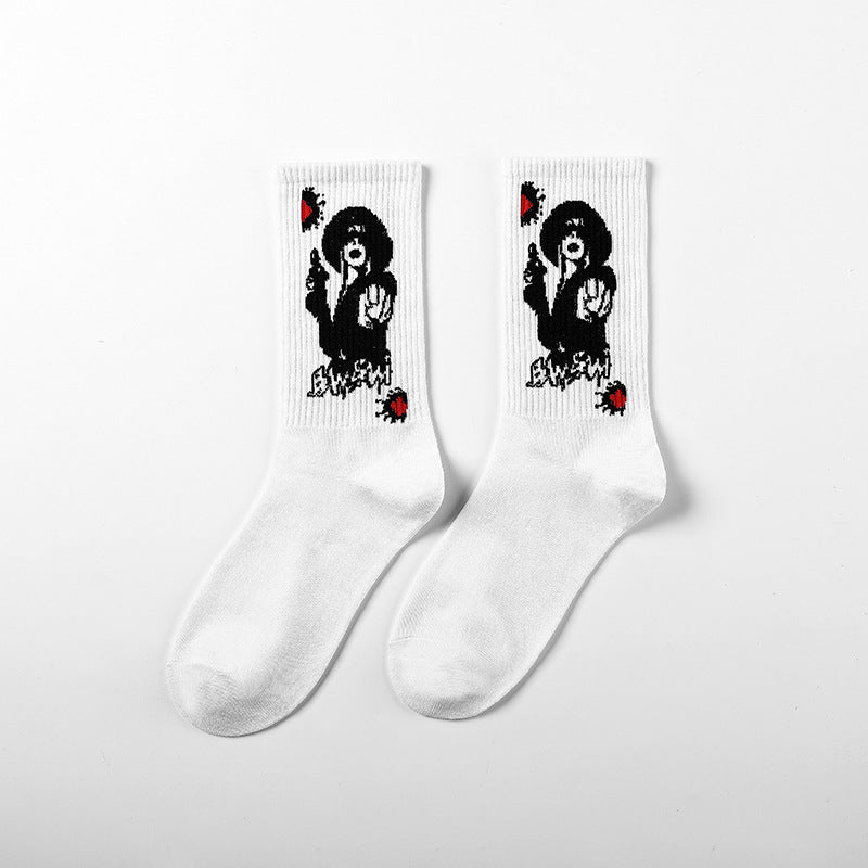 Calcetines de Halloween para hombre con diseño punk de calavera y palmeras y astronauta