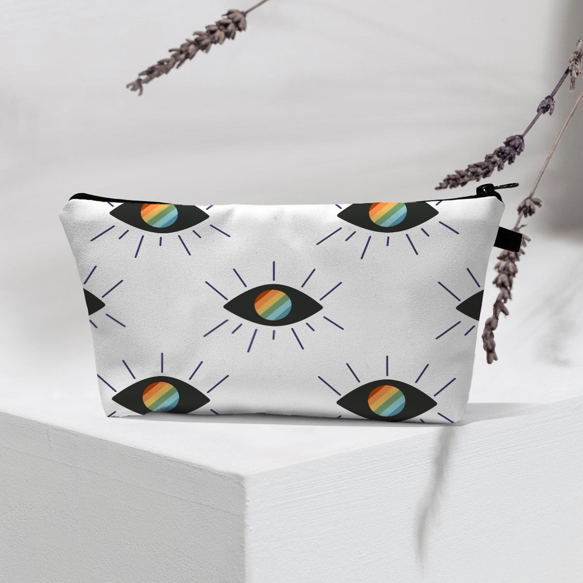 Bolsa de cosméticos portátil con diseño de mal de ojo para mujer