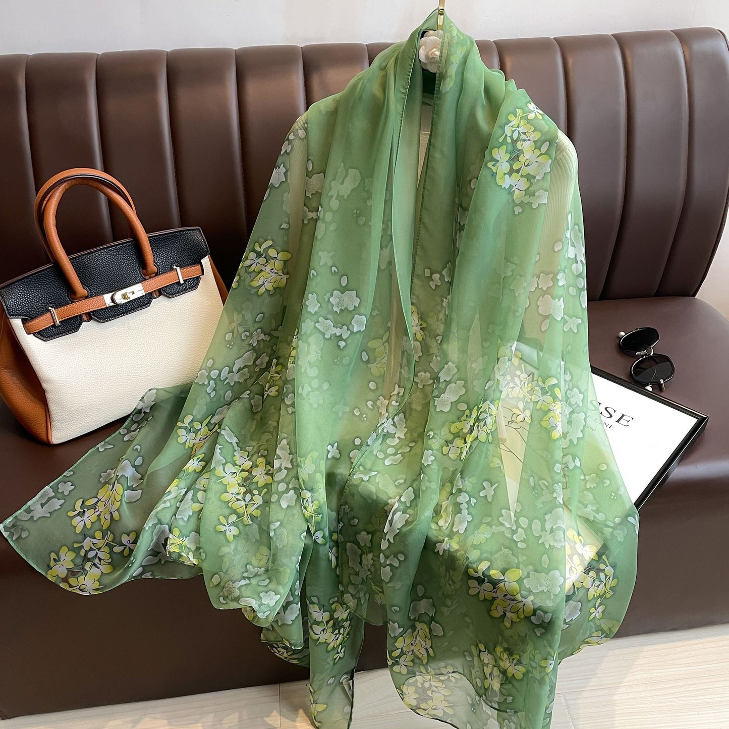 Bufanda de malla con estampado floral de moda de verano para mujer