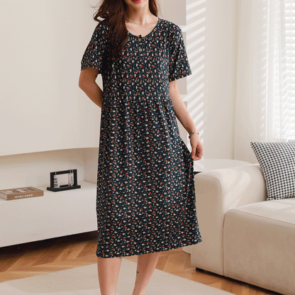 Women Casual Floral Printed Short Sleeve Dress