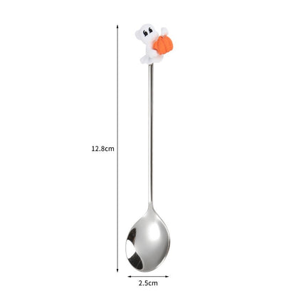 Tenedor y cuchara de acero inoxidable para postres y frutas con dibujos animados de Halloween.