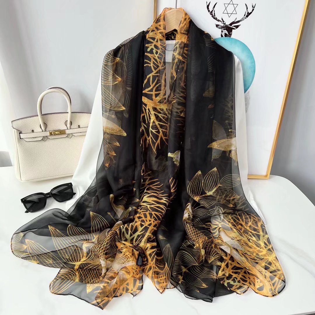 Bufanda de malla con estampado floral de moda de verano para mujer