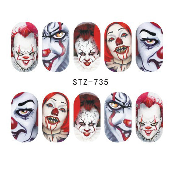 Autocollants pour ongles motif crâne et feuille d'érable pour femme, mode Halloween