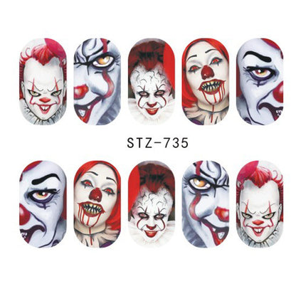 Autocollants pour ongles motif crâne et feuille d'érable pour femme, mode Halloween