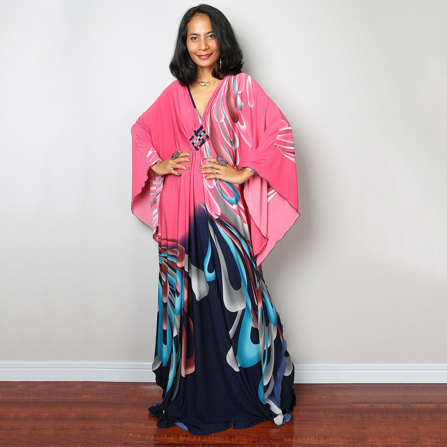 Robe de plage ample en polyester imprimé