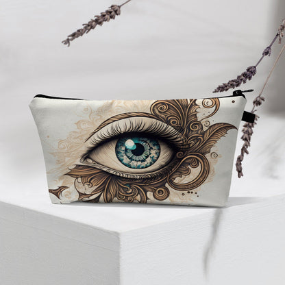 Bolsa de cosméticos portátil con diseño de mal de ojo para mujer