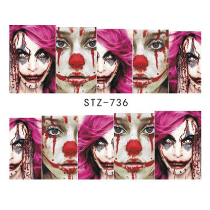 Autocollants pour ongles motif crâne et feuille d'érable pour femme, mode Halloween