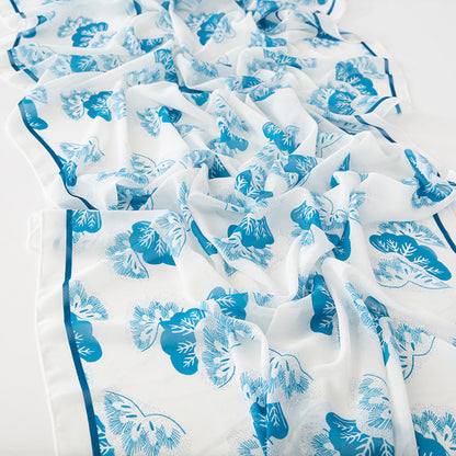 Bufanda larga de gasa con estampado floral de verano y primavera para mujer