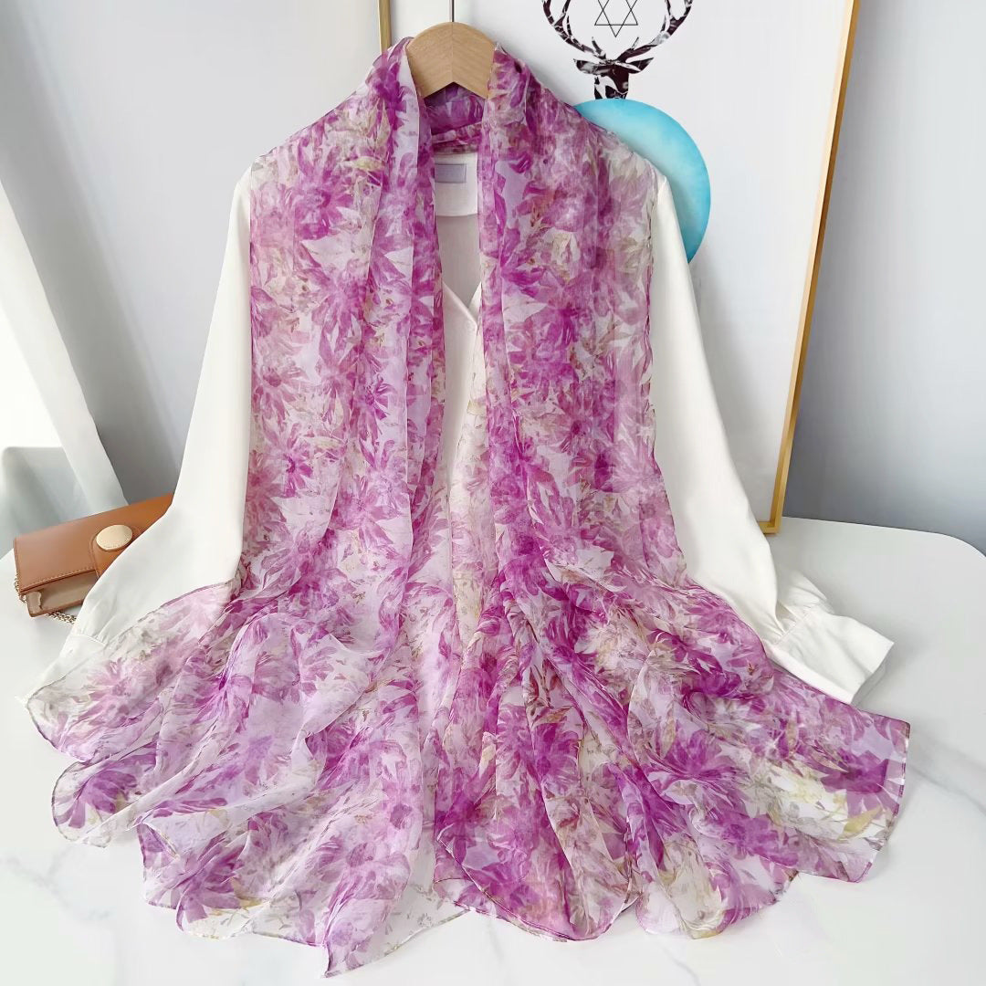 Bufanda de malla con estampado floral de moda de verano para mujer
