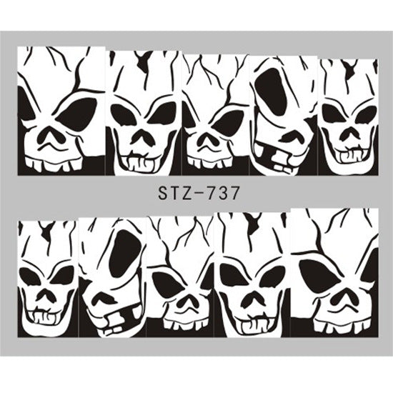 Autocollants pour ongles motif crâne et feuille d'érable pour femme, mode Halloween