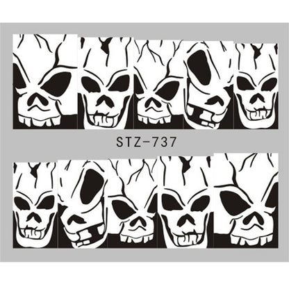 Autocollants pour ongles motif crâne et feuille d'érable pour femme, mode Halloween