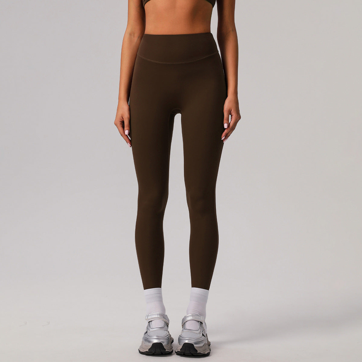 Leggings de cintura alta de color liso de moda de yoga para mujer