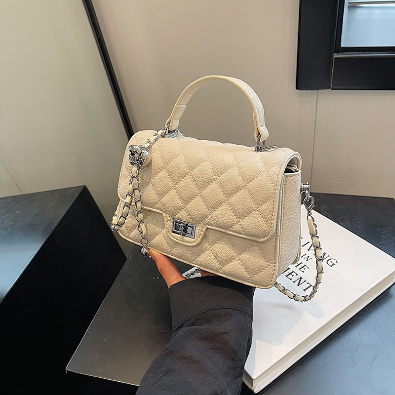 Fashion Rhomboid Chain Square Shoulder Bag Leather Look