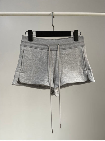 Pantalones cortos de cintura alta con cordón y color liso a la moda para mujer