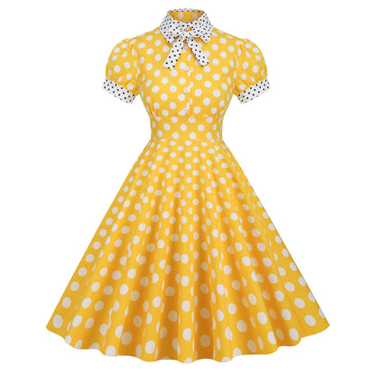 Vestido midi elegante con estampado de lunares para mujer