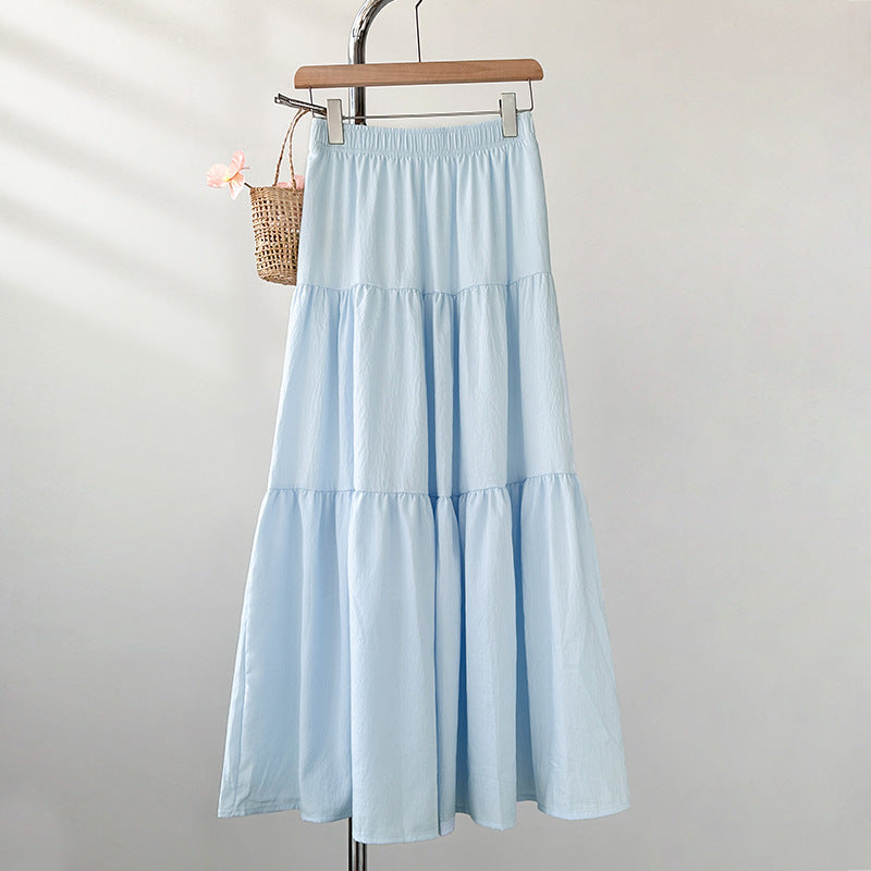 Women Basic Solid Color Long Skirt