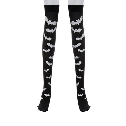 Women Funny Halloween Skeleton Bat Spider Web Stockings