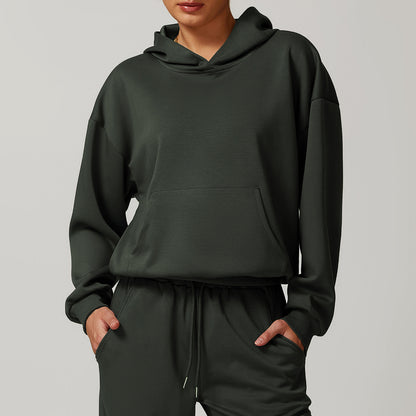Sudadera con capucha de manga larga de color liso informal a la moda para mujer
