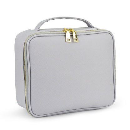 Bolsa de cosméticos de cuero sintético de moda - Portátil de gran capacidad