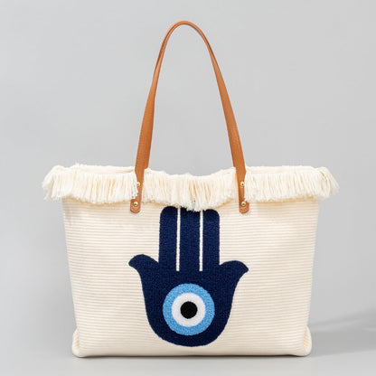 Bolsa de lona bordada con ojos bohemios