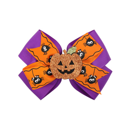 Children Kids Baby Halloween Pumpkin Bowknot Hair Clip