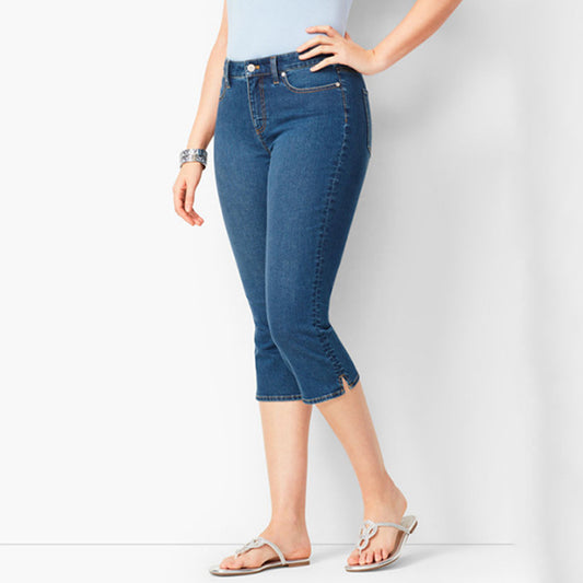 Women Fashion Casual Solid Color Slim-Fit Jeans