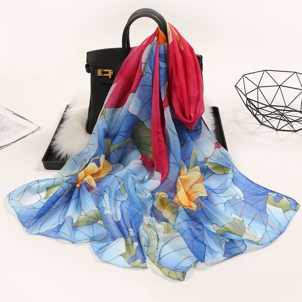 Elegante bufanda larga con estampado de flores para mujer