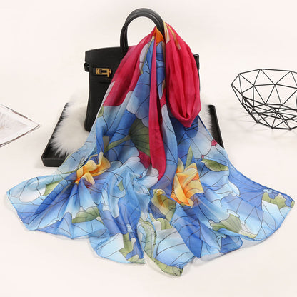 Elegante bufanda larga con estampado de flores para mujer