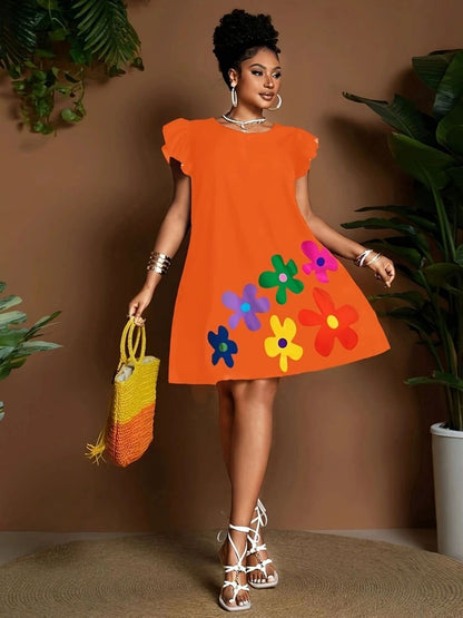 Women Fashion Casual Floral Printed Dress