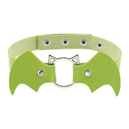 Halloween Women Gothic Bat Pu Leather Chokers