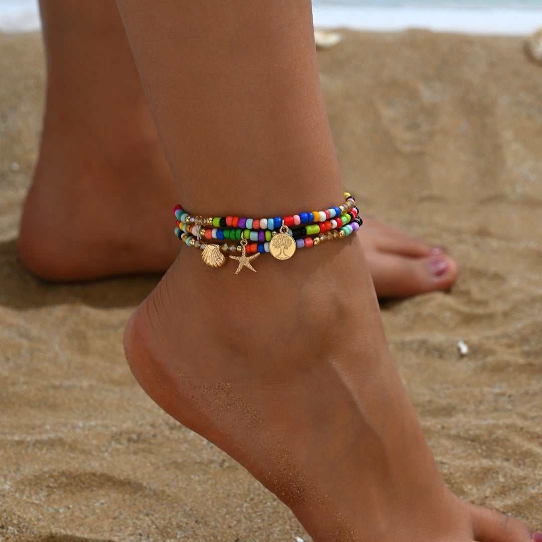 Bohemian Vacation Style Alloy Starfish Anklet