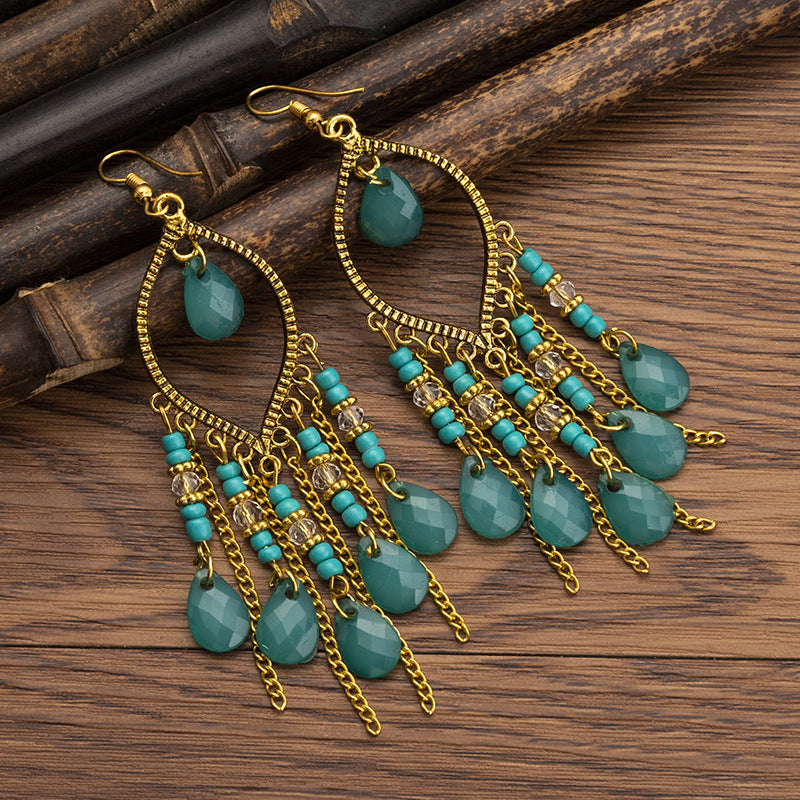Pendientes con borlas retro de estilo étnico bohemio