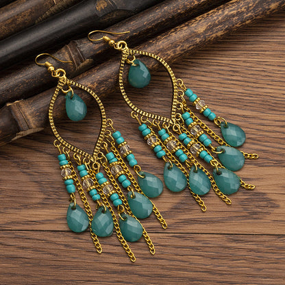 Pendientes con borlas retro de estilo étnico bohemio