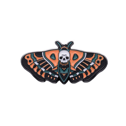 Broche Halloween femme dessin animé crâne cœur papillon